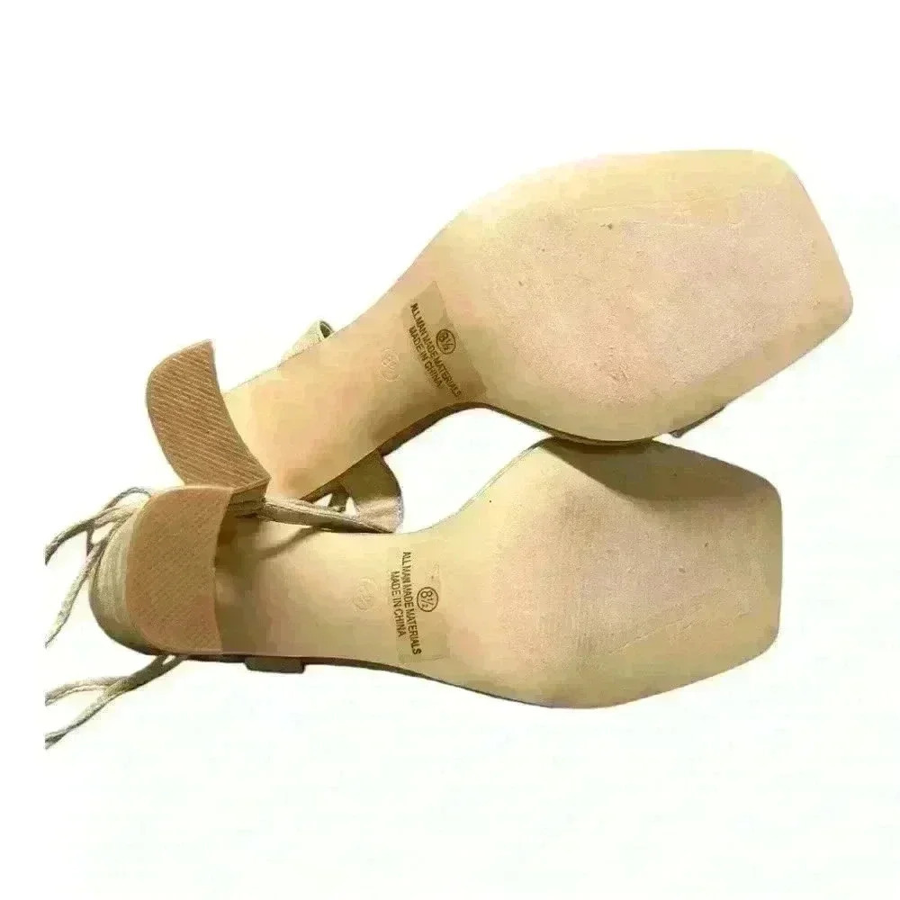 Olivia Jaymes Nude Lace Up Heels size 8.5 beautiful! - Picture 7 of 9